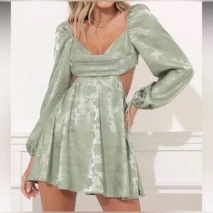Lucy in the Sky Sage Green Long Sleeve Dress